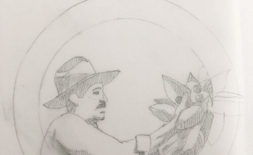 Sketch of coffee farmer
