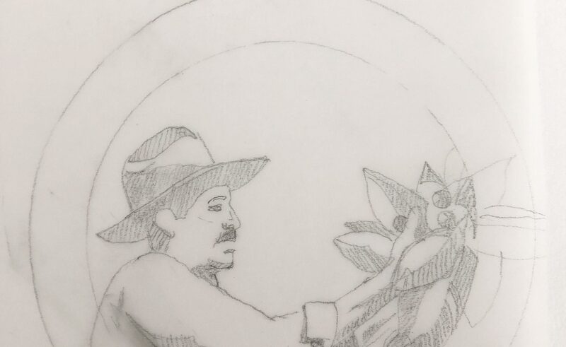 Sketch of coffee farmer