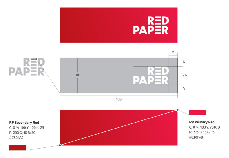 red paper brand identity system